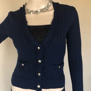 Draper James navy wool cardigan